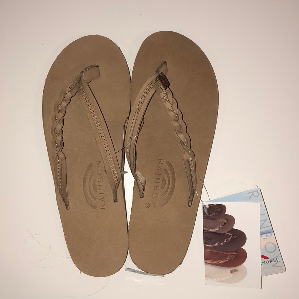 Rainbow Flirty Braidy Leather Sandals